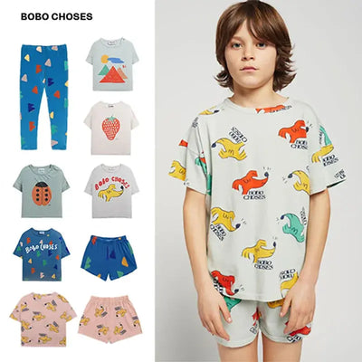 2024 Summer Kids T-shirts B.C Casual Tops for Kids Cartoon Short-sleeves Tees Girls Boys Shirts Baby Outerwear Bulexpress