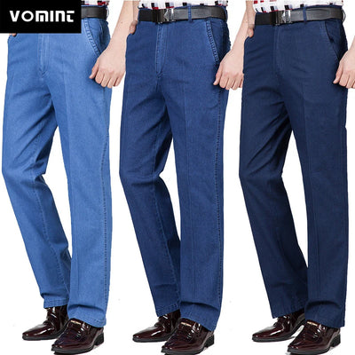 Men's jeans Autumn & Winter High-waisted Elastic Business Jeans Casual Trousers Mens Jeans Plus size 29-40 Bulexpress