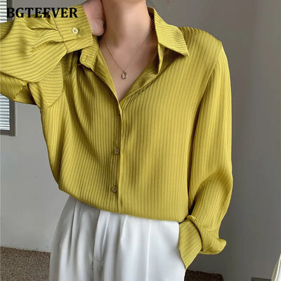 BGTEEVER Office Ladies Striped Women Blouses Tops Full Sleeve Loose Women Shirts Elegant Spring Blusas Mujer 2021 Bulexpress