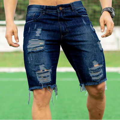 2023 Summer Denim Shorts For Men Loose Fit Hip Hop Distressed Ripped  Wide Leg Men's Cropped Pants Short Jeans Oversize Bulexpress