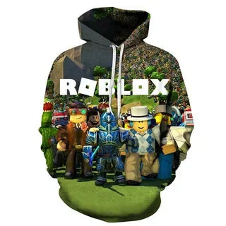 ROBLOX Digital Printing Hooded Sweater Hooded Pullover Couple Fashion Sweater Cosplay  Finished Goods Boys and Girls Sweatshirt Bulexpress